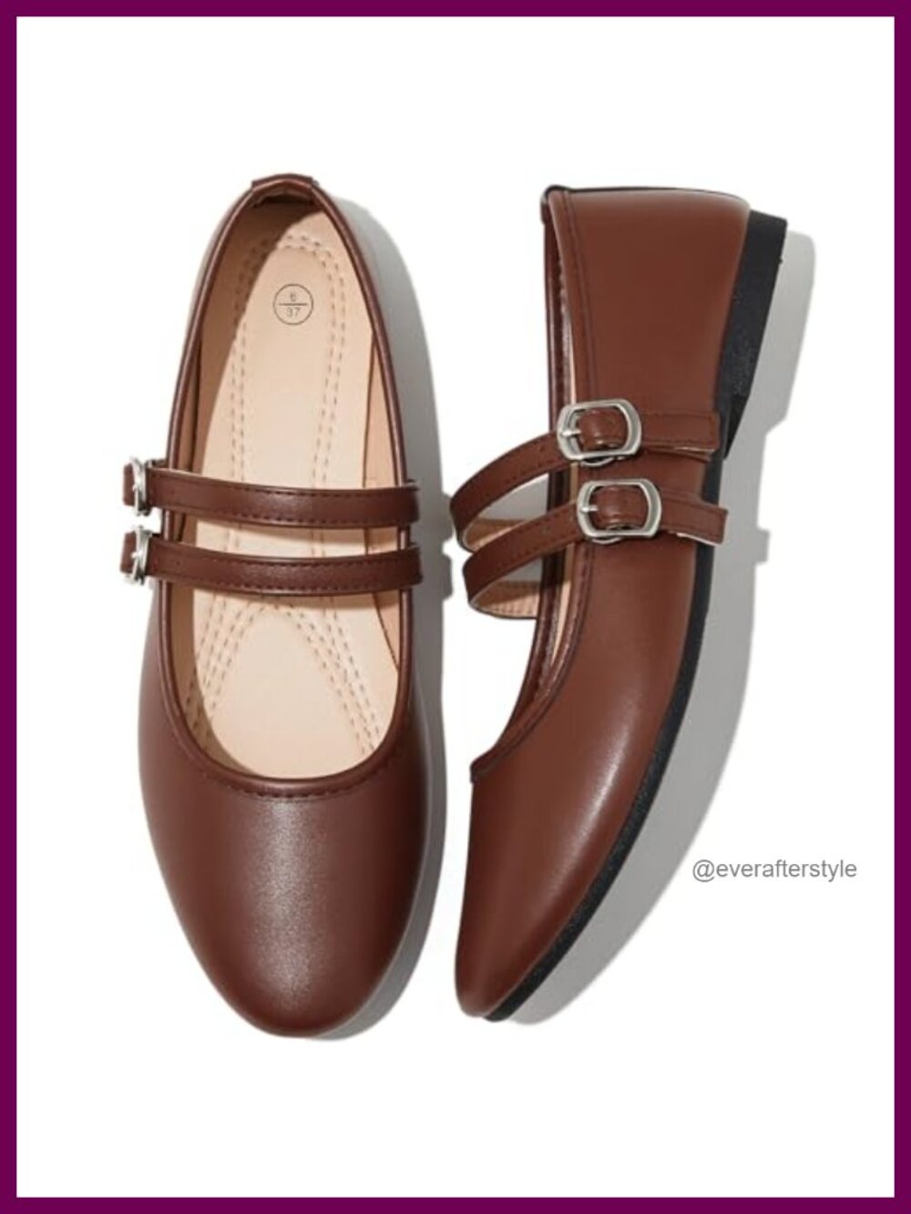 Faux Leather Mary Janes Ballet Flats Adjustable Buckle Strap Women's